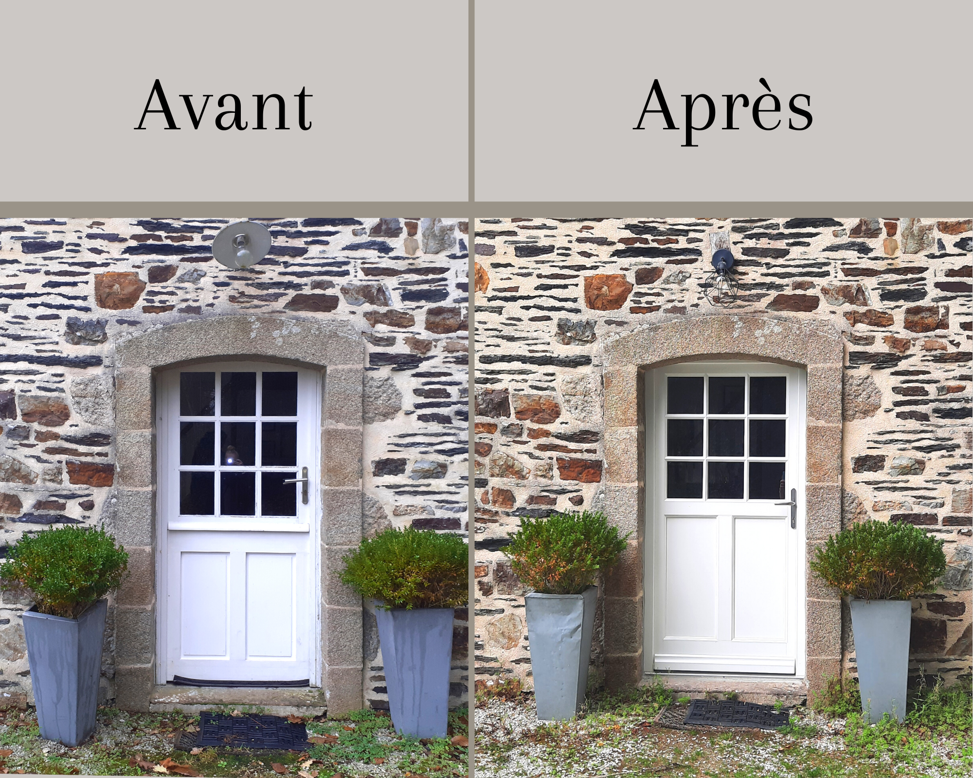 Avant Rénovation d'une porte d'entrée, avant et après