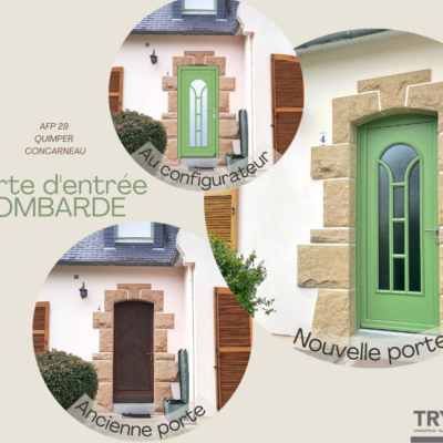 Chantier porte d'entrée avant / après Port-Launay