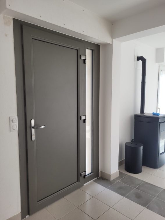 Porte d'entrée TRYBA Alu gris quartz Porte d'entrée en aluminium HA80 gris quartz