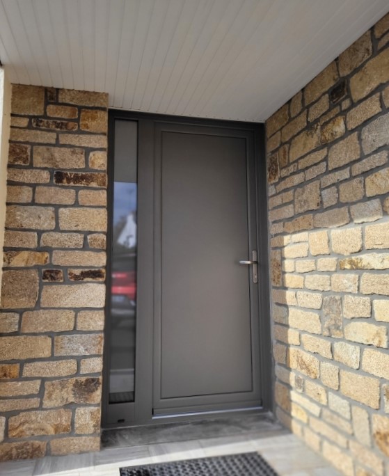Porte d'entrée aluminium TRYBA HA80 Porte d'entrée en aluminium HA80 gris quartz